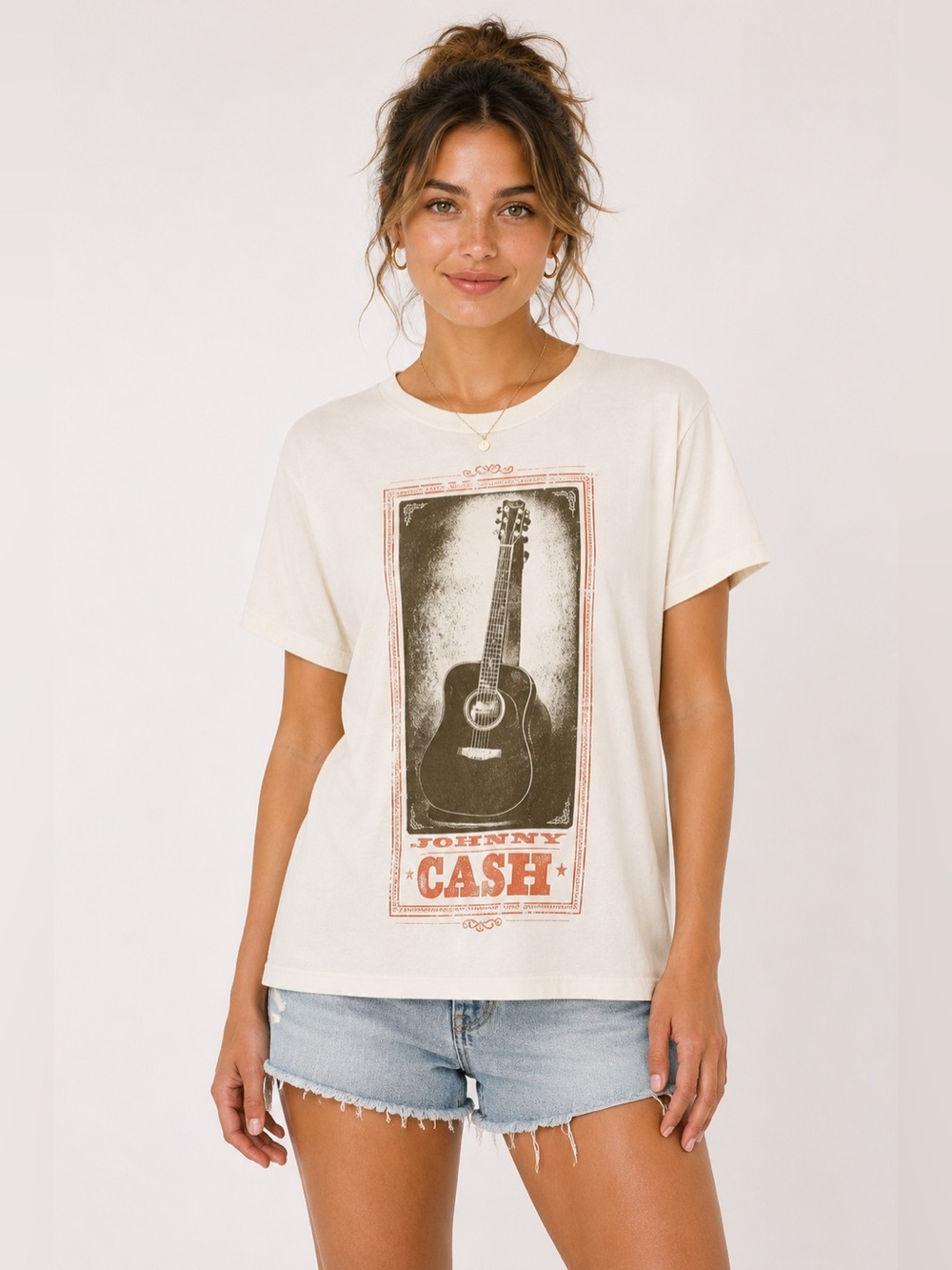 NWT – Daydreamer – Johnny Cash Guitar Weekend Tee – Vintage White – Sz. XS